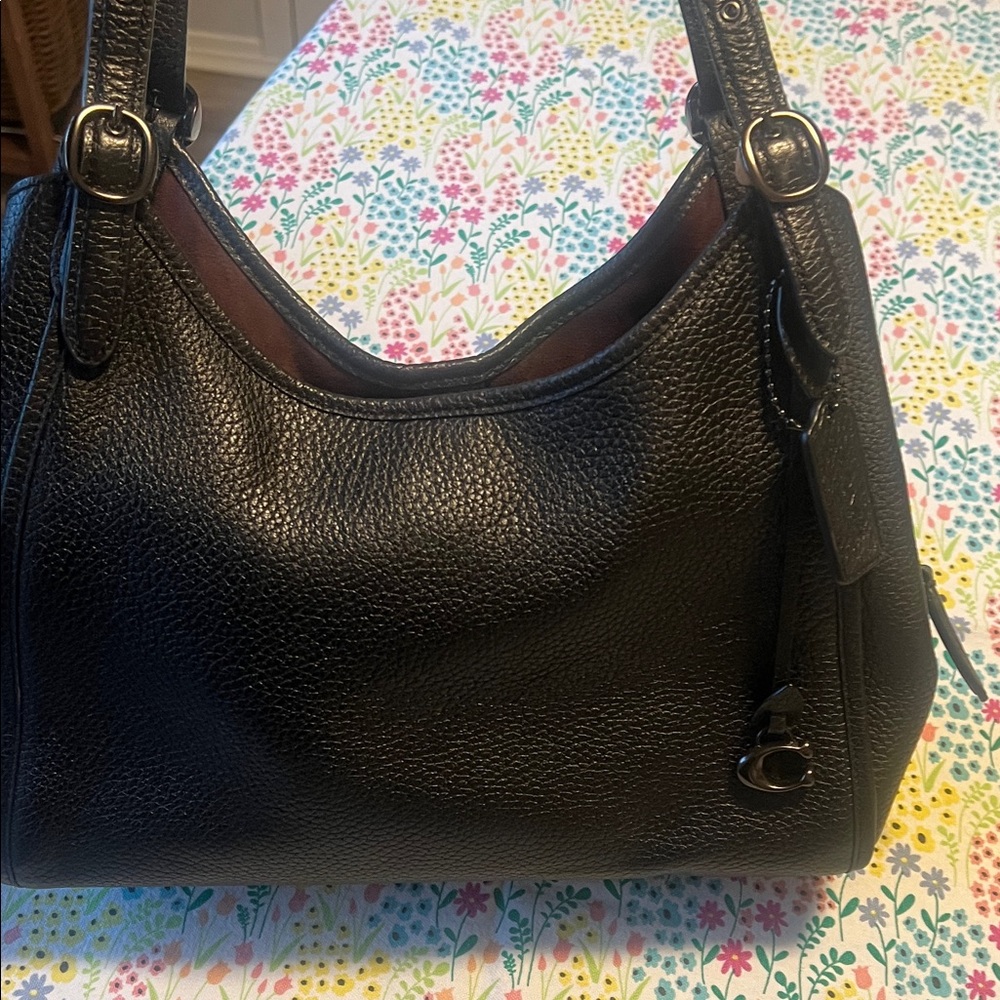 COACH black on black Leather Shoulder Bag